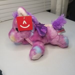 Aurora Brand Pink,Purple,Blue And Yellow Tutti Frutti Plush Pegasus EUC App.8 IN